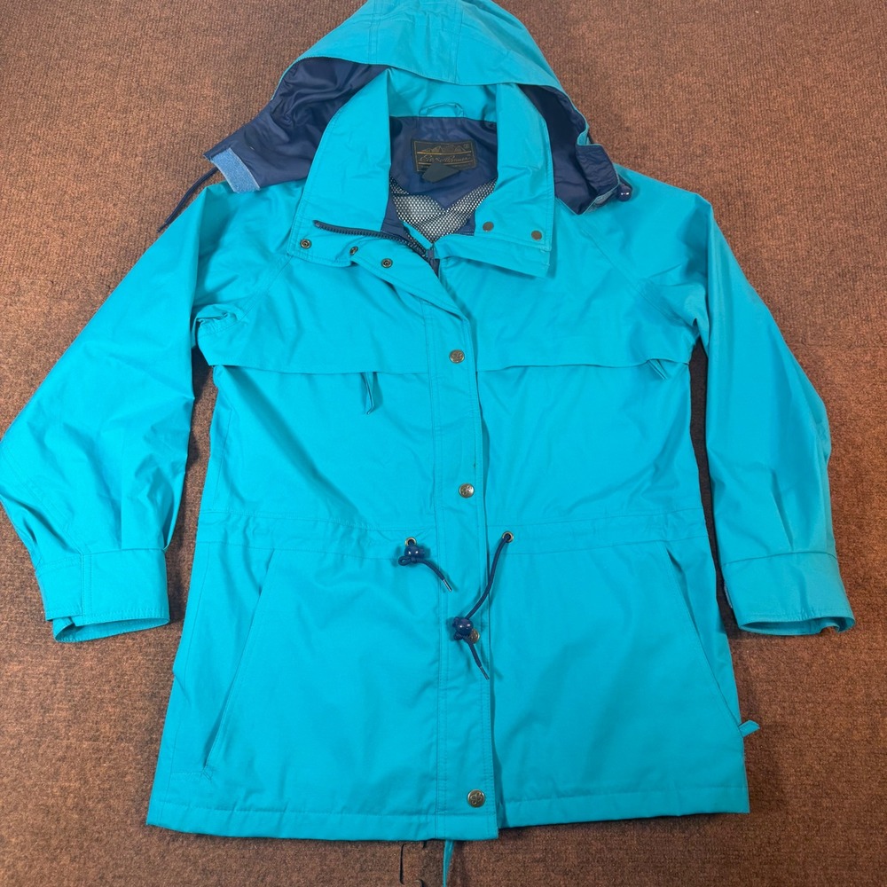 Eddie Bauer Vintage Gore-Tex Parka Jacket Womens Small Blue Hooded Rain Coat S